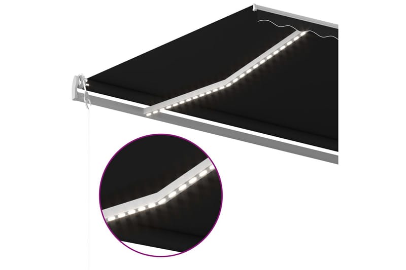 Markis manuellt infällbar med LED 500x300 cm antracit - Grå - Utemöbler - Solskydd - Markiser - Balkongmarkis