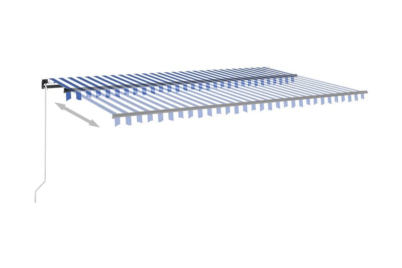 Markis manuellt infällbar med LED 500x300 cm blå och vit - Blå - Utemöbler - Solskydd - Markiser - Balkongmarkis