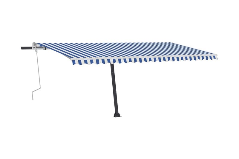 Markis manuellt infällbar med LED 500x300 cm blå och vit - Blå - Utemöbler - Solskydd - Markiser - Balkongmarkis