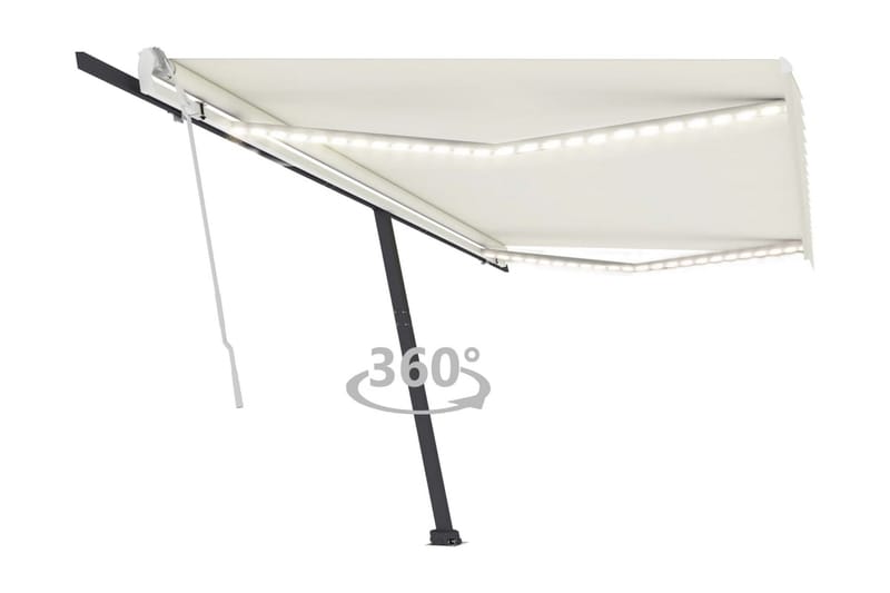 Markis manuellt infällbar med LED 500x300 cm gräddvit - Vit - Utemöbler - Solskydd - Markiser - Fönstermarkis