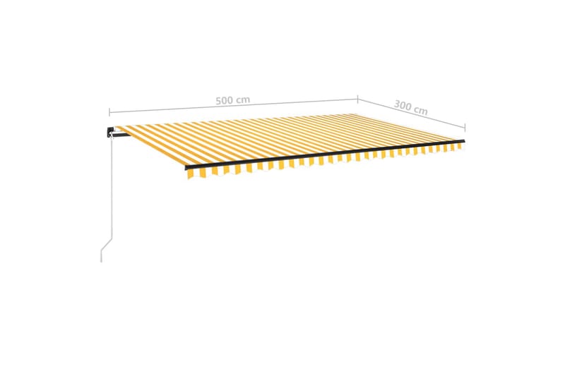 Markis manuellt infällbar med LED 500x300 cm gul och vit - Gul - Balkongmarkis - Markiser - Terrassmarkis
