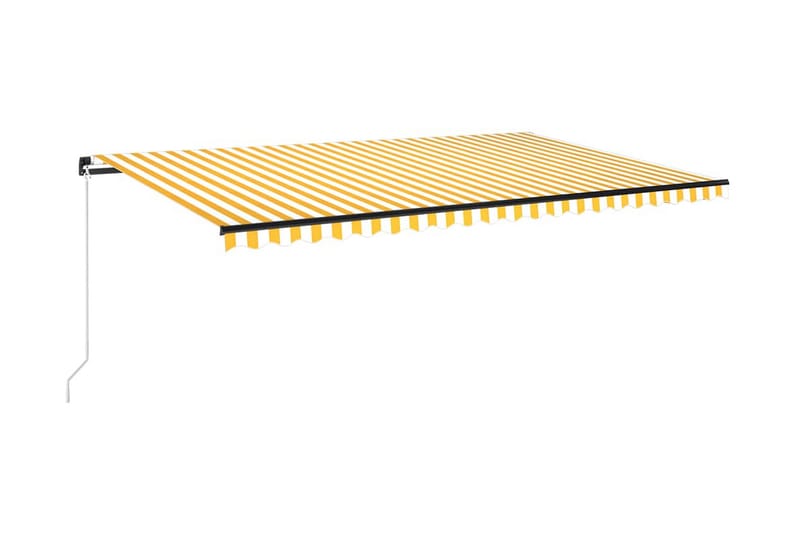 Markis manuellt infällbar med LED 500x300 cm gul och vit - Gul - Balkongmarkis - Markiser - Terrassmarkis