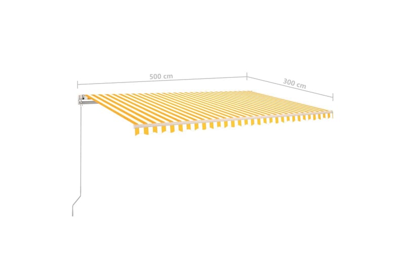 Markis manuellt infällbar med LED 500x300 cm gul och vit - Gul - Utemöbler - Solskydd - Markiser - Fönstermarkis