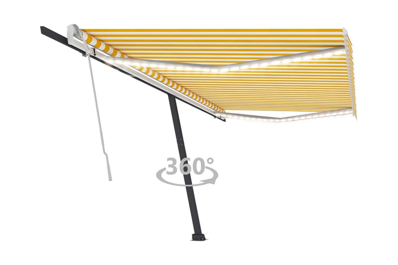 Markis manuellt infällbar med LED 500x300 cm gul och vit - Gul - Utemöbler - Solskydd - Markiser - Fönstermarkis