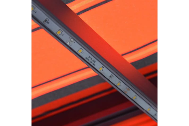 Markis manuellt infällbar med LED 500x300 cm orange och brun - Orange - Balkongmarkis - Markiser - Terrassmarkis