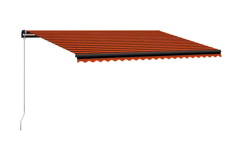 Markis manuellt infällbar med LED 500x300 cm orange och brun - Orange - Balkongmarkis - Markiser - Terrassmarkis