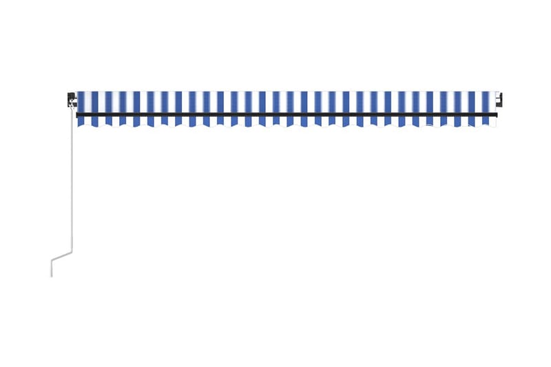 Markis manuellt infällbar med LED 500x350 cm blå och vit - Blå - Balkongmarkis - Markiser - Terrassmarkis