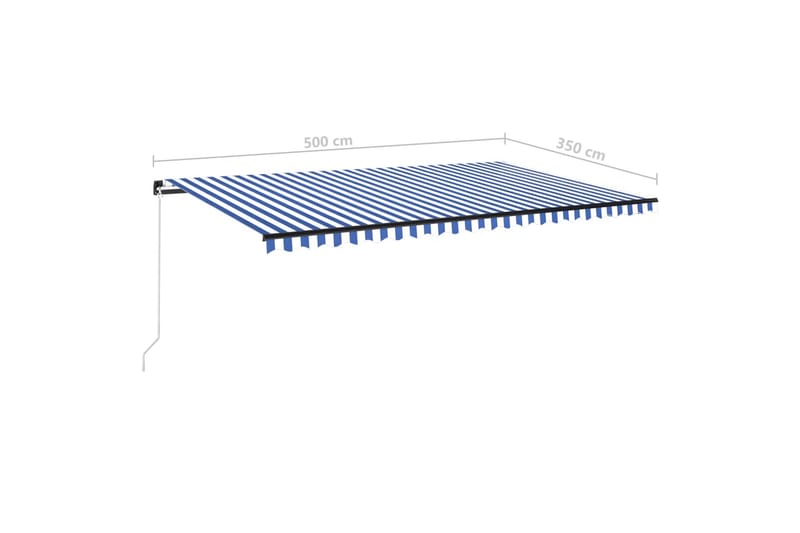 Markis manuellt infällbar med LED 500x350 cm blå och vit - Blå - Utemöbler - Solskydd - Markiser - Balkongmarkis