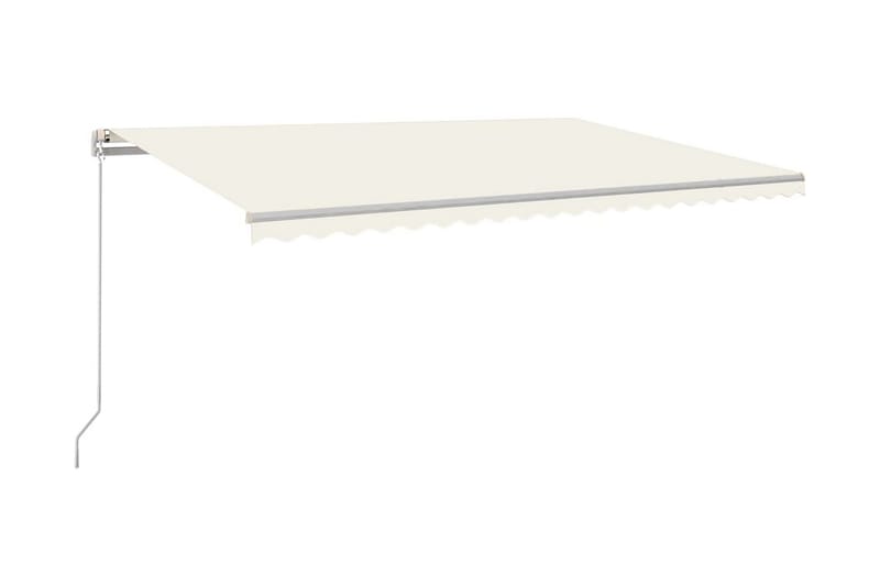 Markis manuellt infällbar med LED 500x350 cm gräddvit - Vit - Utemöbler - Solskydd - Markiser - Balkongmarkis