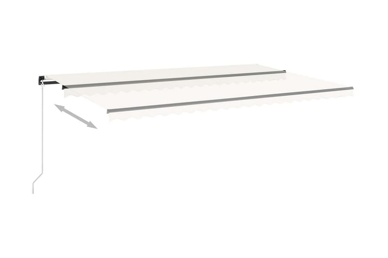 Markis manuellt infällbar med LED 500x350 cm gräddvit - Vit - Utemöbler - Solskydd - Markiser - Balkongmarkis