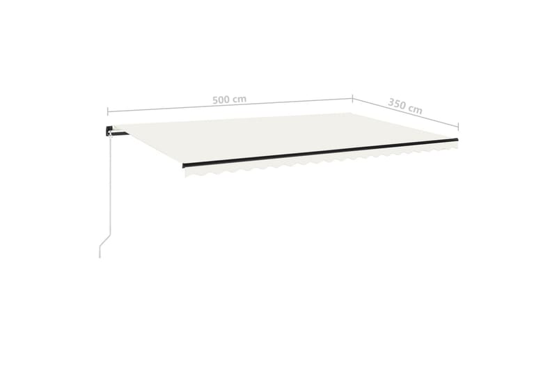 Markis manuellt infällbar med LED 500x350 cm gräddvit - Vit - Balkongmarkis - Markiser - Terrassmarkis