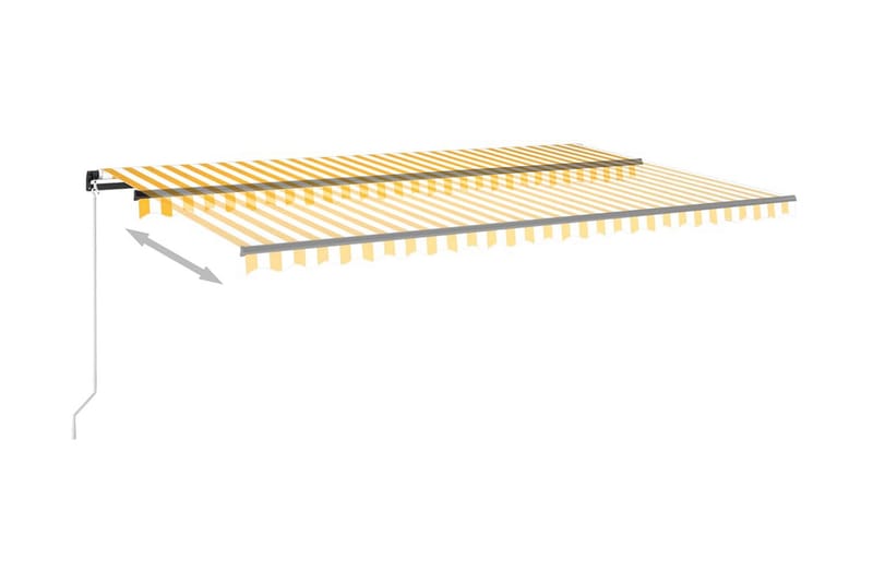 Markis manuellt infällbar med LED 500x350 cm gul och vit - Gul - Utemöbler - Solskydd - Markiser - Balkongmarkis