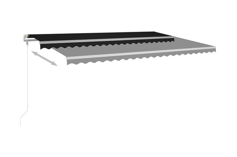 Markis manuellt infällbar med LED 5x3,5 m antracit - Grå - Balkongmarkis - Markiser - Terrassmarkis