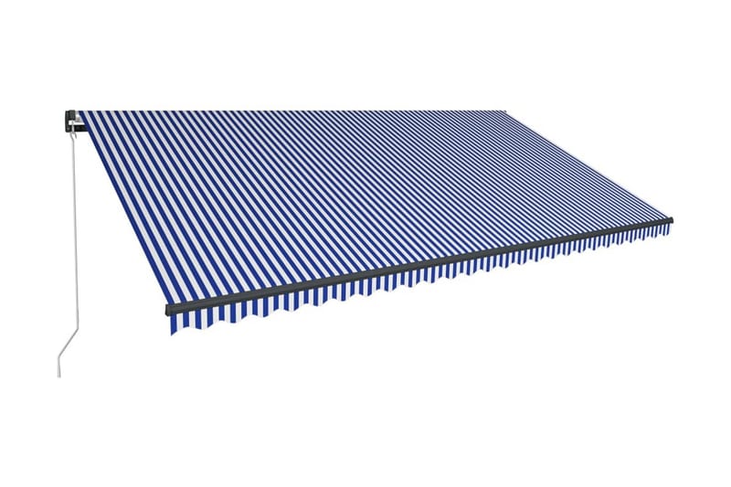 Markis manuellt infällbar med LED 600x300 cm blå och vit - Blå - Utemöbler - Solskydd - Markiser - Fönstermarkis