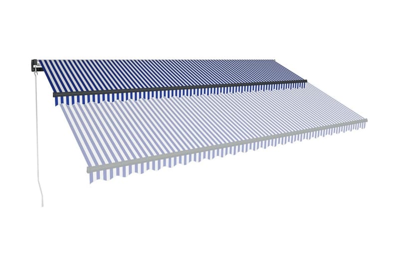 Markis manuellt infällbar med LED 600x300 cm blå och vit - Blå - Utemöbler - Solskydd - Markiser - Fönstermarkis