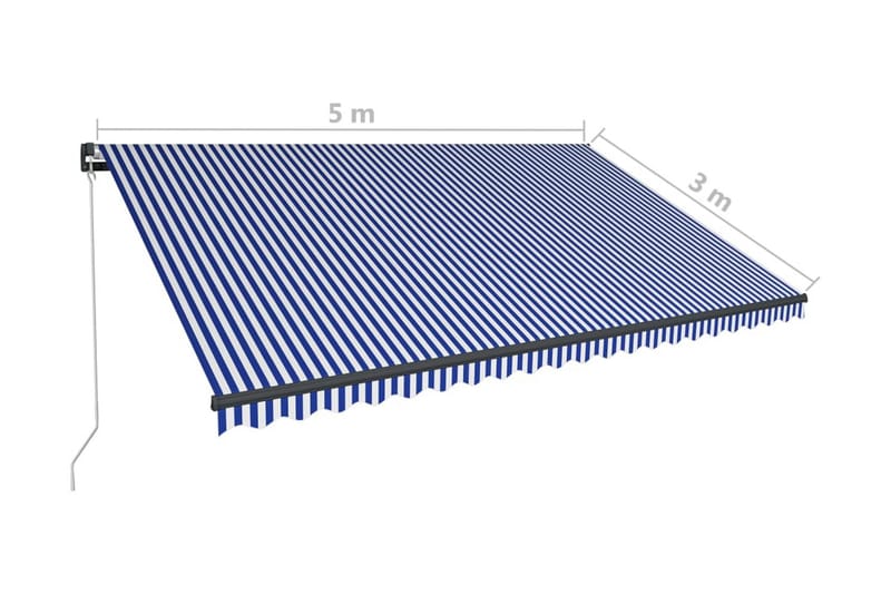Markis manuellt infällbar med LED 600x300 cm blå och vit - Blå - Utemöbler - Solskydd - Markiser - Fönstermarkis