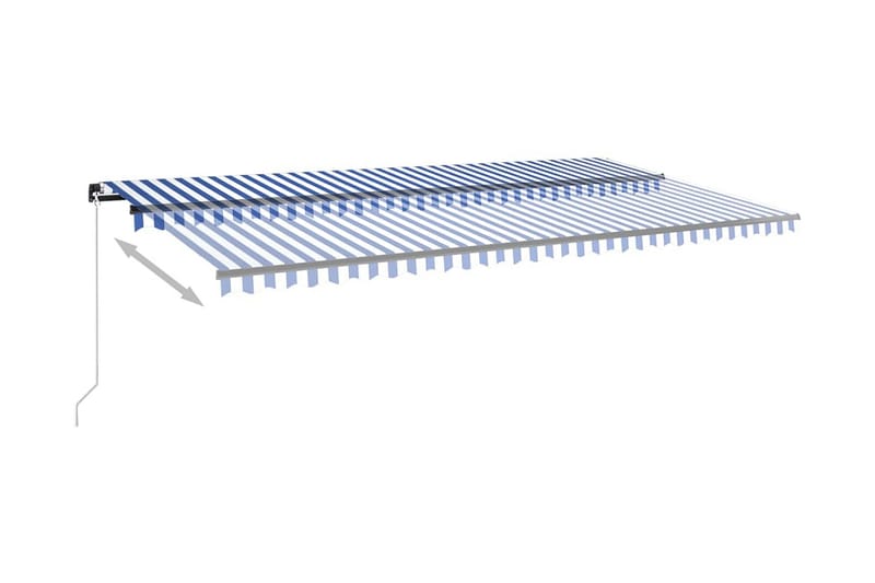 Markis manuellt infällbar med LED 600x300 cm blå och vit - Blå - Utemöbler - Solskydd - Markiser - Balkongmarkis
