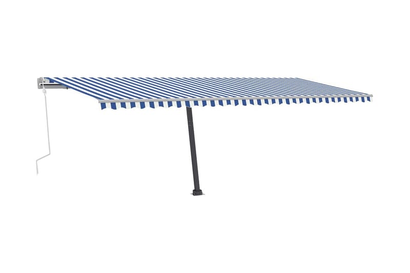 Markis manuellt infällbar med LED 600x300 cm blå och vit - Blå - Utemöbler - Solskydd - Markiser - Fönstermarkis