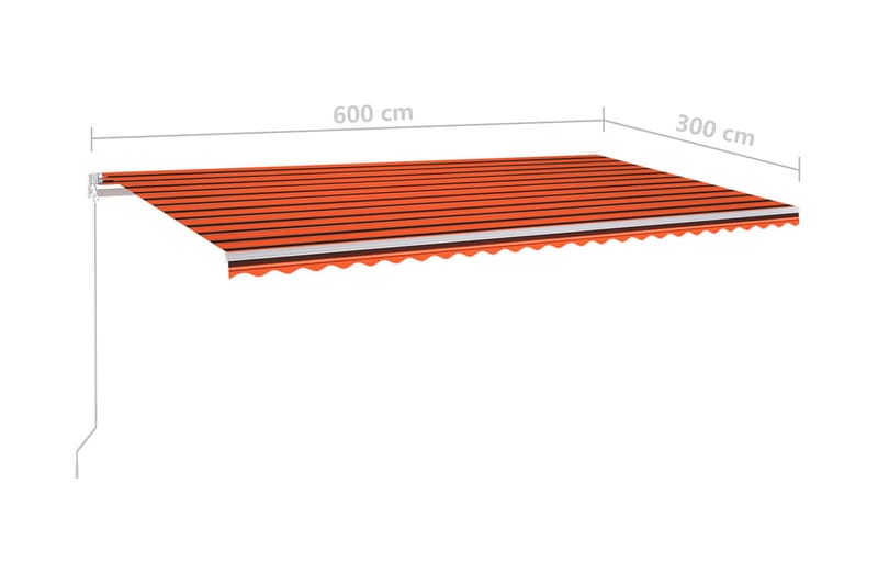 Markis manuellt infällbar med LED 600x300 cm orange och brun - Orange - Utemöbler - Solskydd - Markiser - Balkongmarkis