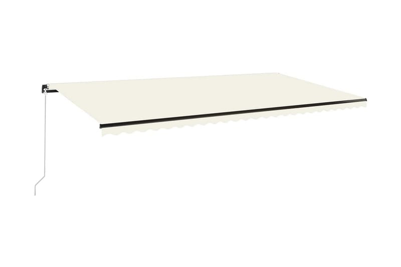 Markis manuellt infällbar med LED 600x350 cm gräddvit - Vit - Utemöbler - Solskydd - Markiser - Balkongmarkis