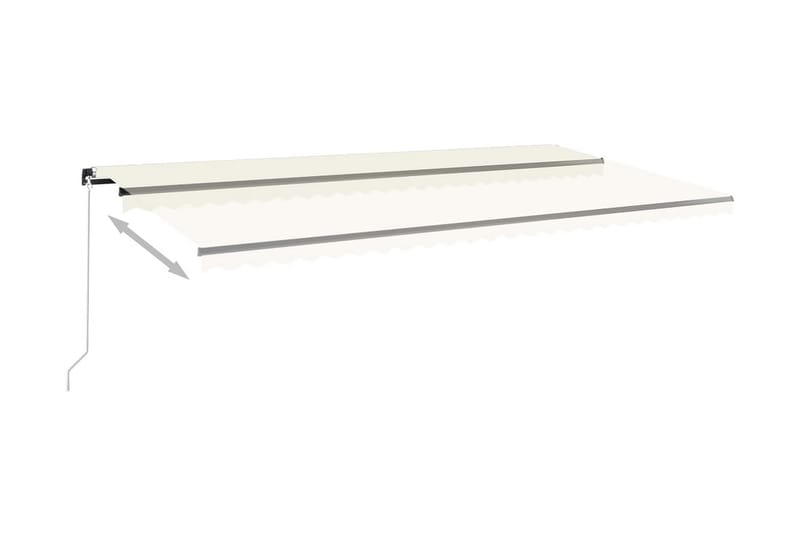 Markis manuellt infällbar med LED 600x350 cm gräddvit - Vit - Utemöbler - Solskydd - Markiser - Balkongmarkis