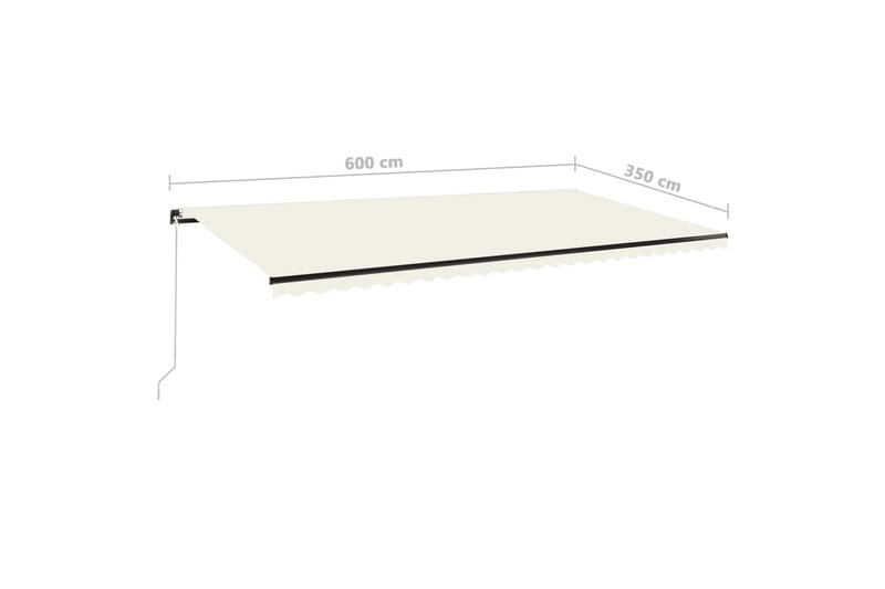 Markis manuellt infällbar med LED 600x350 cm gräddvit - Vit - Utemöbler - Solskydd - Markiser - Balkongmarkis