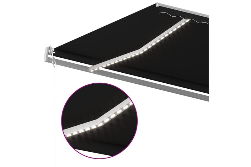 Markis manuellt infällbar med LED 6x3 m antracit - Grå - Utemöbler - Solskydd - Markiser - Balkongmarkis