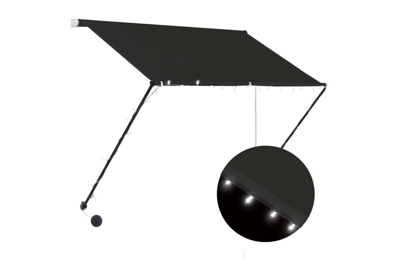 Markis med LED 150x150 cm antracit - Grå - Utemöbler - Solskydd - Markiser - Fönstermarkis