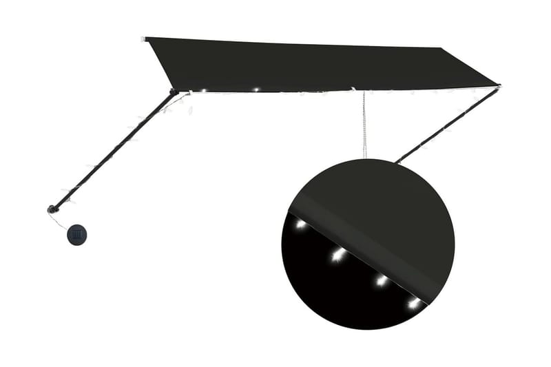 Markis med LED 350x150 cm antracit - Grå - Fönstermarkis - Markiser