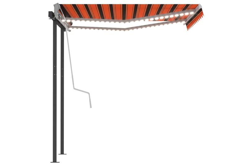 Markis med LED manuellt infällbar 3,5x2,5 m orange och brun - Orange - Utemöbler - Solskydd - Markiser - Balkongmarkis