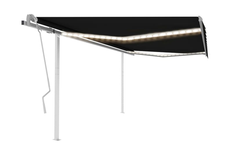 Markis med LED manuellt infällbar 4,5x3 m antracit - Grå - Utemöbler - Solskydd - Markiser - Balkongmarkis