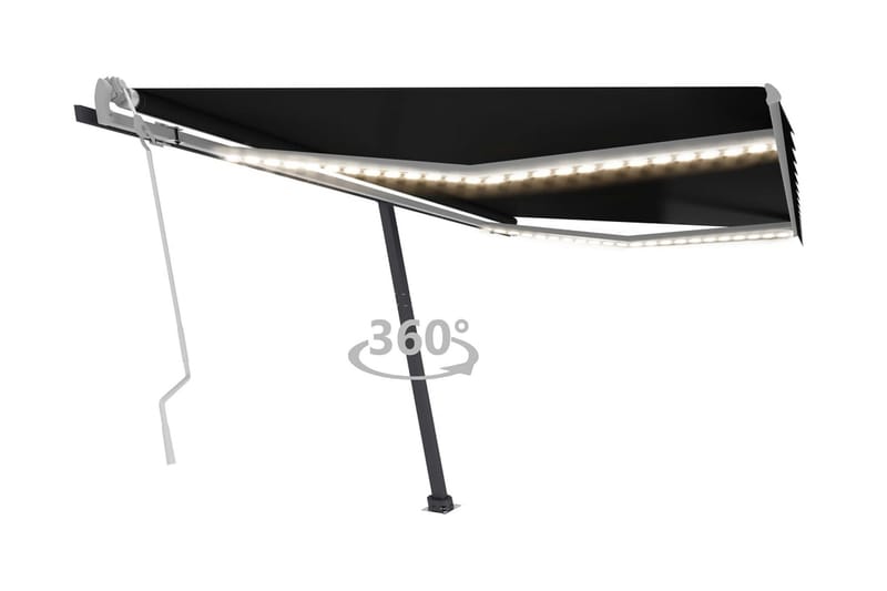 Markis med LED manuellt infällbar 450x350 cm antracit - Grå - Utemöbler - Solskydd - Markiser - Balkongmarkis