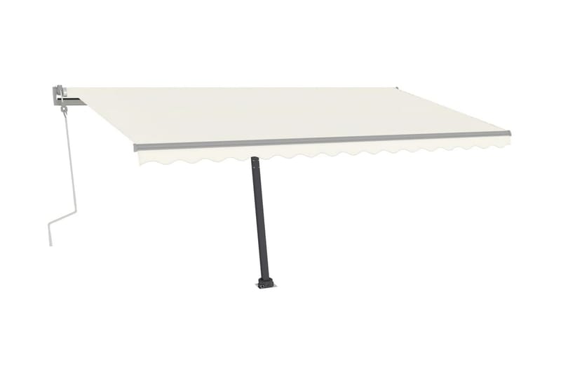 Markis med LED manuellt infällbar 450x350 cm gräddvit - Vit - Utemöbler - Solskydd - Markiser - Balkongmarkis