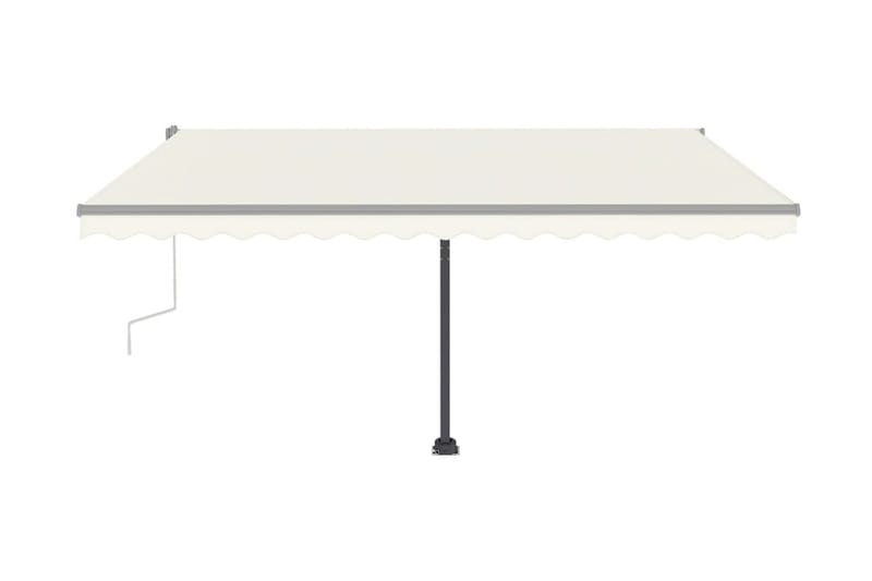 Markis med LED manuellt infällbar 450x350 cm gräddvit - Vit - Utemöbler - Solskydd - Markiser - Balkongmarkis