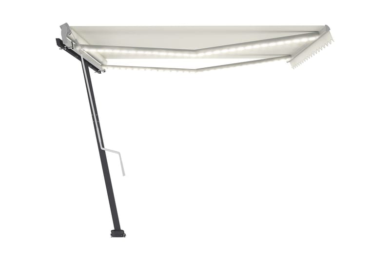 Markis med LED manuellt infällbar 450x350 cm gräddvit - Vit - Utemöbler - Solskydd - Markiser - Balkongmarkis