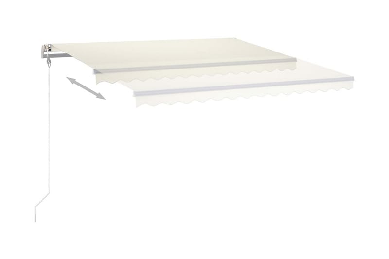 Markis med LED manuellt infällbar 450x350 cm gräddvit - Vit - Utemöbler - Solskydd - Markiser - Balkongmarkis
