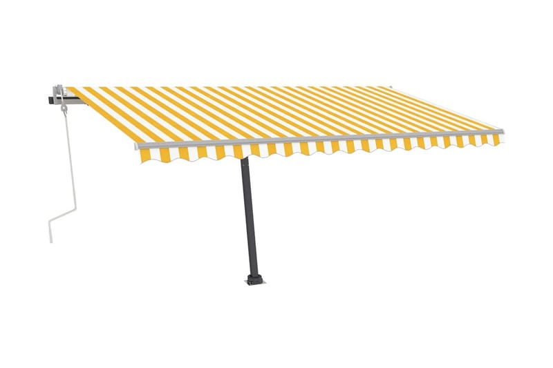Markis med LED manuellt infällbar 450x350 cm gul och vit - Gul - Utemöbler - Solskydd - Markiser - Balkongmarkis