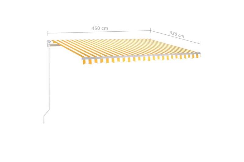 Markis med LED manuellt infällbar 450x350 cm gul och vit - Gul - Balkongmarkis - Markiser - Terrassmarkis