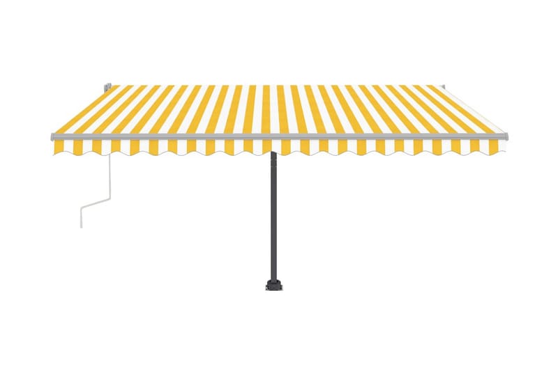 Markis med LED manuellt infällbar 450x350 cm gul och vit - Gul - Utemöbler - Solskydd - Markiser - Balkongmarkis