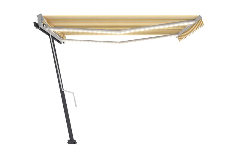 Markis med LED manuellt infällbar 450x350 cm gul och vit - Gul - Utemöbler - Solskydd - Markiser - Balkongmarkis
