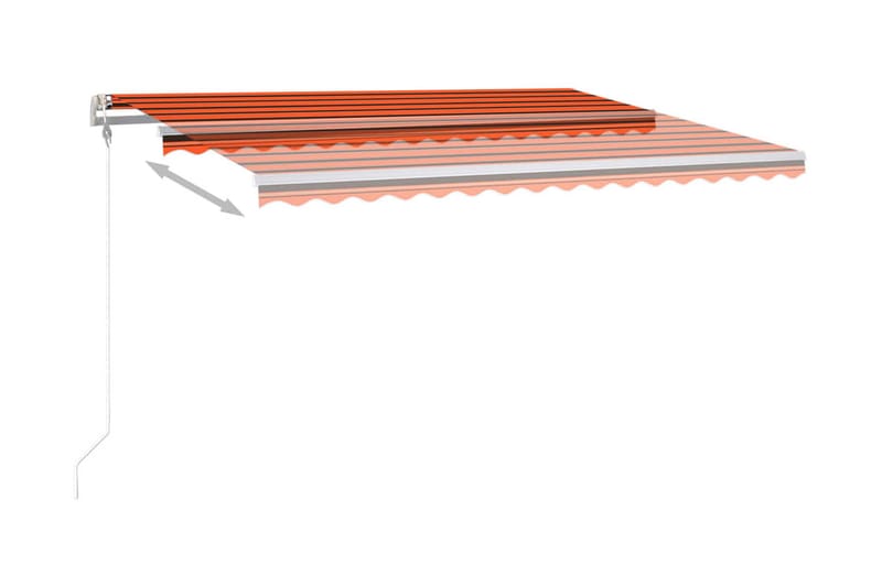 Markis med LED manuellt infällbar 4x3 m orange och brun - Orange - Balkongmarkis - Markiser - Terrassmarkis