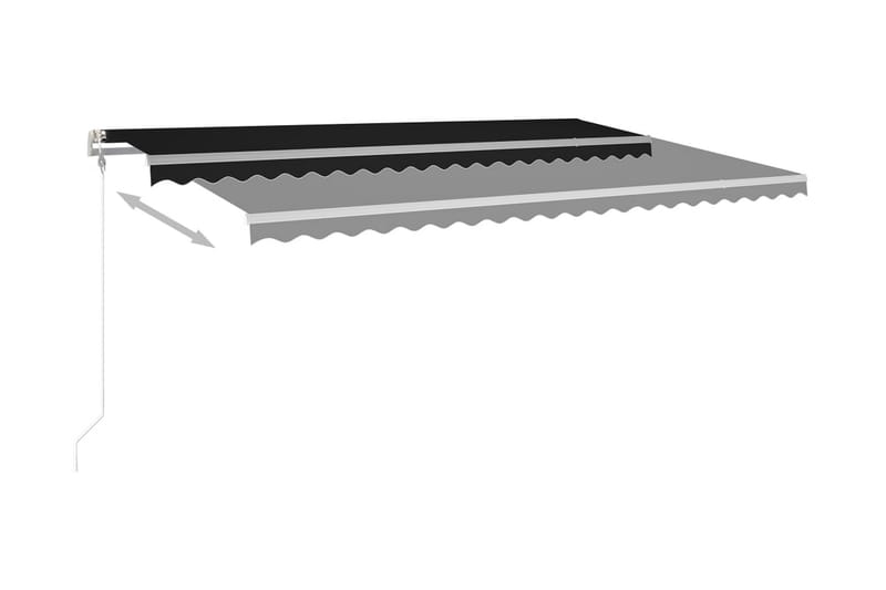 Markis med LED manuellt infällbar 500x350 cm antracit - Grå - Balkongmarkis - Markiser - Terrassmarkis