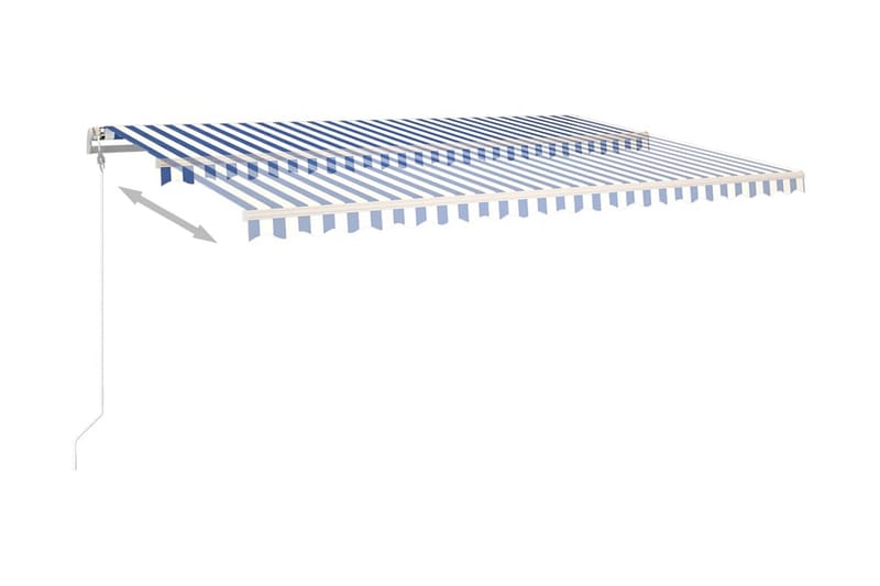 Markis med LED manuellt infällbar 500x350 cm blå och vit - Blå - Balkongmarkis - Markiser - Terrassmarkis