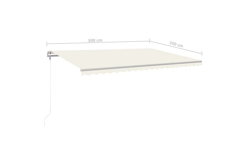 Markis med LED manuellt infällbar 500x350 cm gräddvit - Vit - Utemöbler - Solskydd - Markiser - Balkongmarkis
