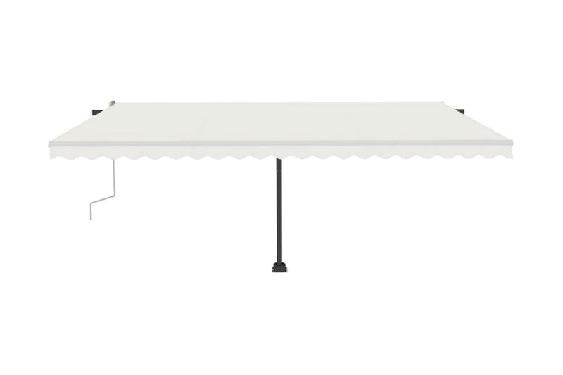 Markis med LED manuellt infällbar 500x350 cm gräddvit - Vit - Utemöbler - Solskydd - Markiser - Balkongmarkis