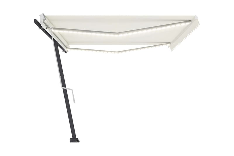 Markis med LED manuellt infällbar 500x350 cm gräddvit - Vit - Utemöbler - Solskydd - Markiser - Balkongmarkis