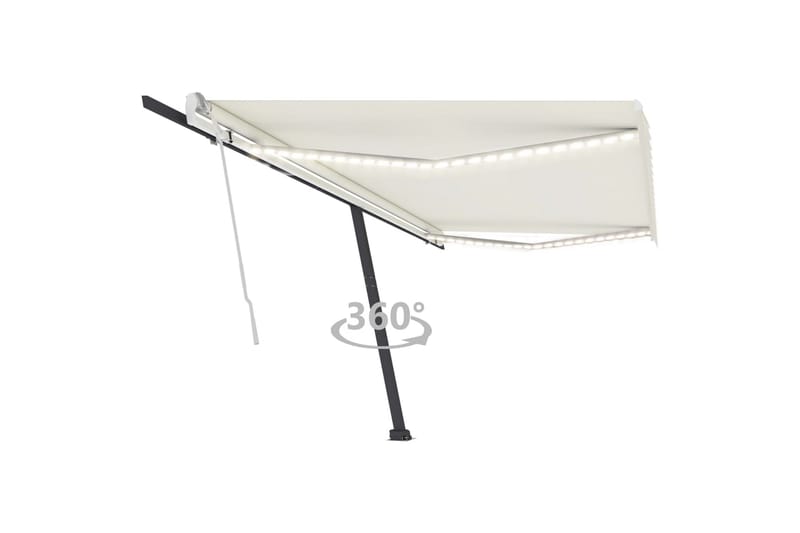Markis med LED manuellt infällbar 500x350 cm gräddvit - Vit - Utemöbler - Solskydd - Markiser - Balkongmarkis