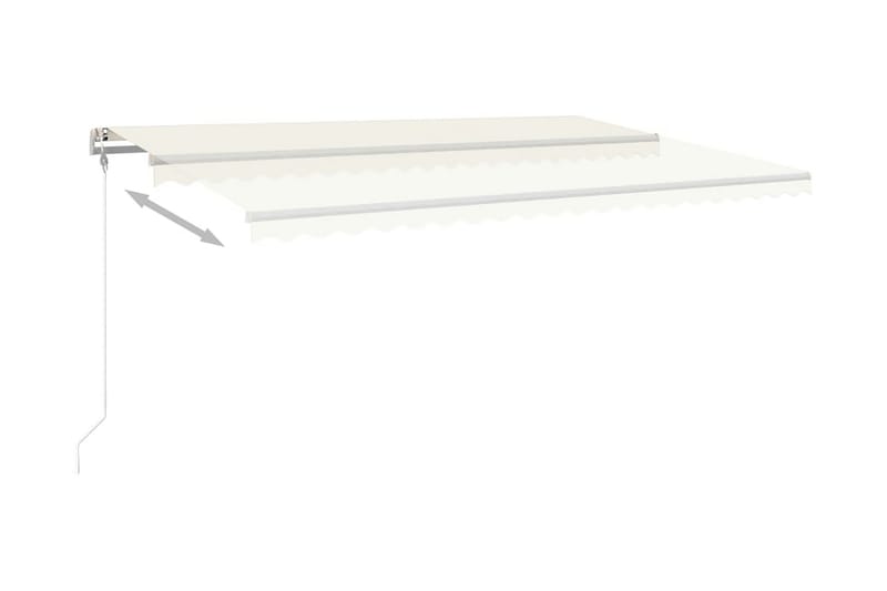 Markis med LED manuellt infällbar 500x350 cm gräddvit - Vit - Utemöbler - Solskydd - Markiser - Balkongmarkis