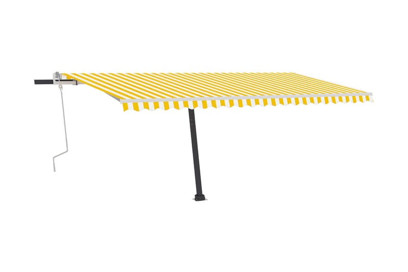 Markis med LED manuellt infällbar 500x350 cm gul och vit - Gul - Utemöbler - Solskydd - Markiser - Balkongmarkis