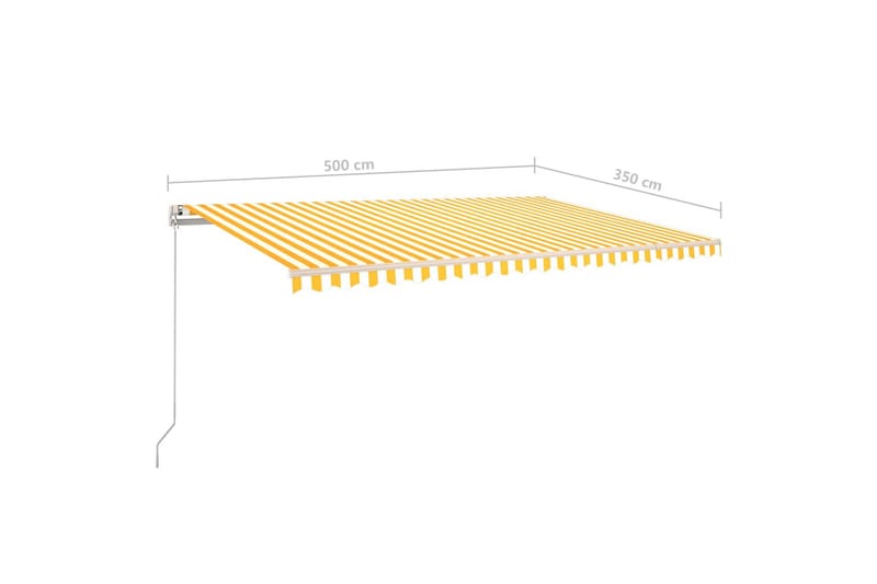 Markis med LED manuellt infällbar 500x350 cm gul och vit - Gul - Utemöbler - Solskydd - Markiser - Balkongmarkis
